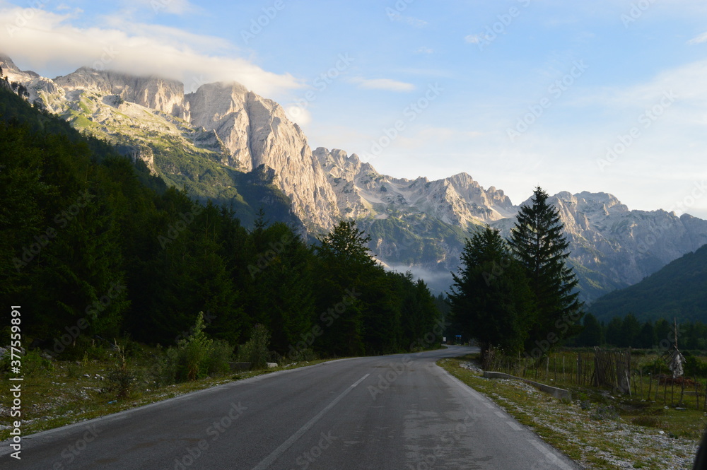 The stunning mountain scenery in the Valbona Valley in Albania The stunning mountain scenery in the Valbona Valley in Albania
