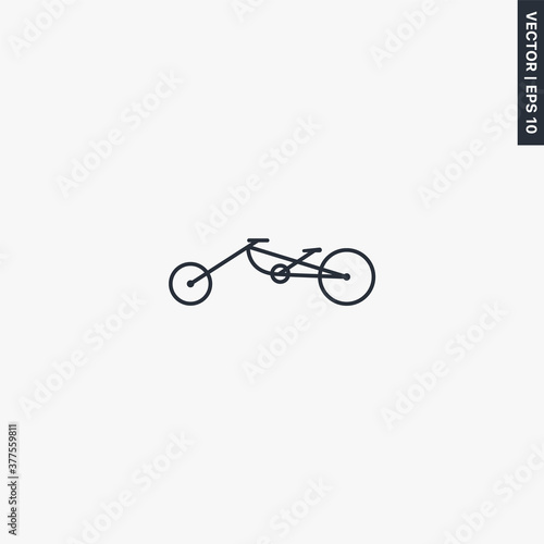 Custom bike, linear style sign for mobile concept and web design
