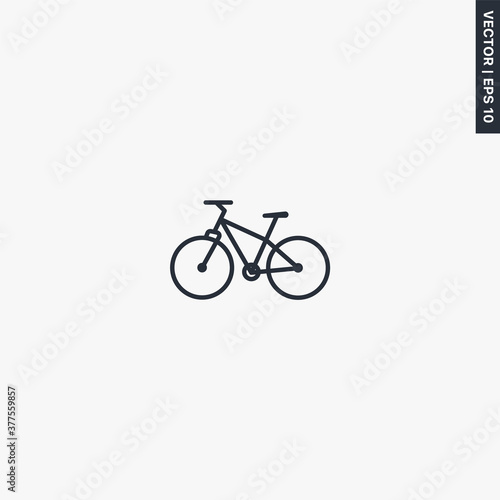 Mountain bike, linear style sign for mobile concept and web design