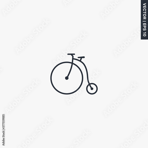 Vintage bike, linear style sign for mobile concept and web design