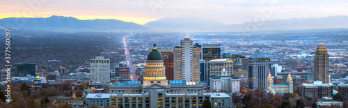 Salt Lake City, Utah USA skyline at dawn