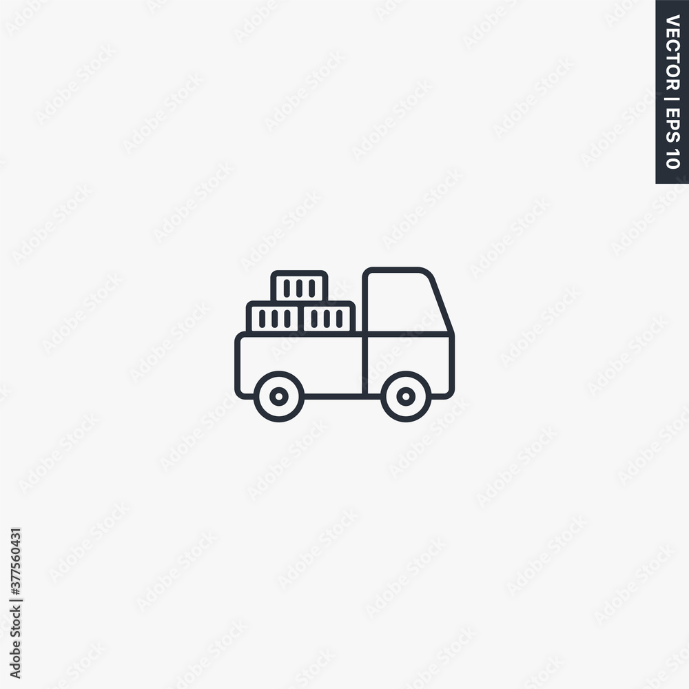 Truck delivery, linear style sign for mobile concept and web design