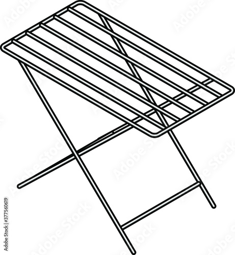 A folding wire clothes horse / drying rack.