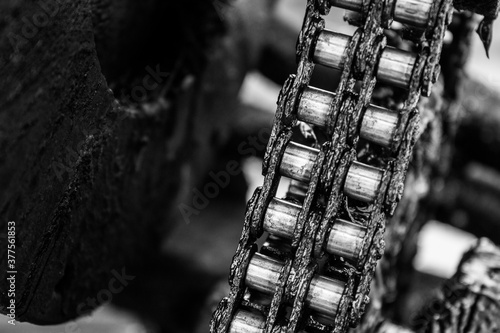 Quadro em tela Old machine and grease on the chain