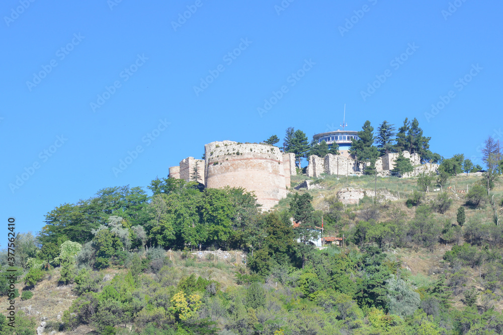 Kutahya castle  in a clear sky - Kutahya, Turkey