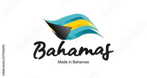 Made in Bahamas handwritten flag ribbon typography lettering logo label banner