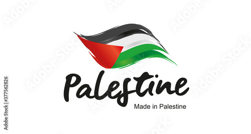 Made in Palestine handwritten flag ribbon typography lettering logo label banner