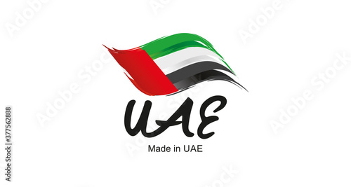 Made in UAE handwritten flag ribbon typography lettering logo label banner