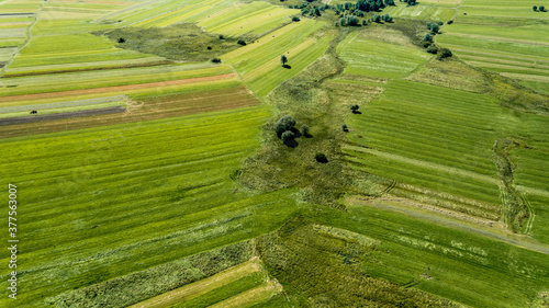 Abstract aerial green agricultural land and farm fields