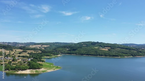 The Panneciere Chaumard reservoir or lake in Europe, France, Burgundy, Nievre, Morvan, in summer, on a stormy day. photo