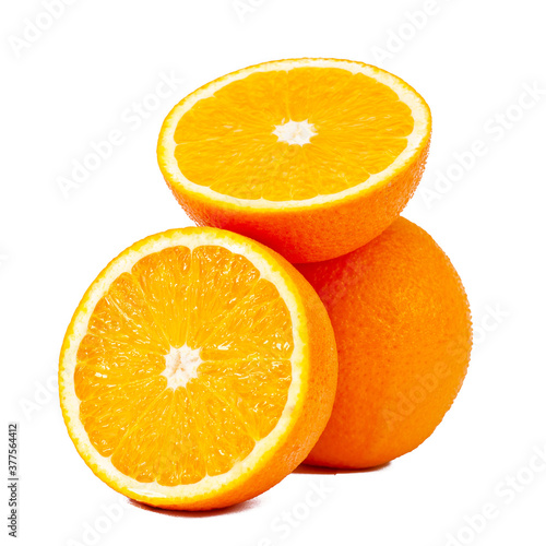 fresh orange over white background