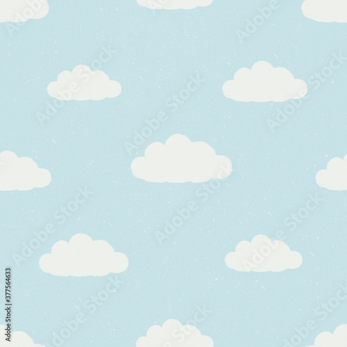 Clouds seamless pattern with blue textured background