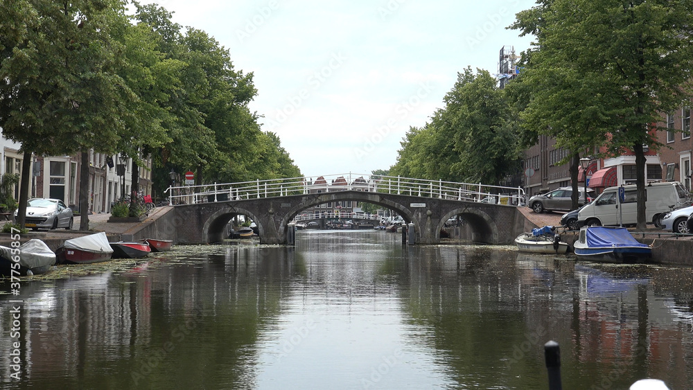 Leiden by boat (Netherlands)