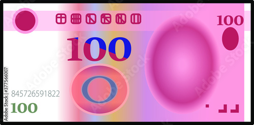 A stylized iconic 100 yuan Chinese renminbi RMB bank note / paper money. China CNY.