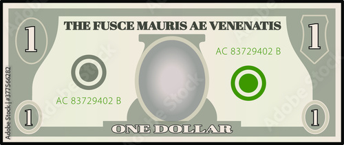 A stylized iconic $1 USD bank note / paper money. USA USD.