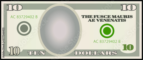 A stylized iconic $10 USD bank note / paper money. USA USD.