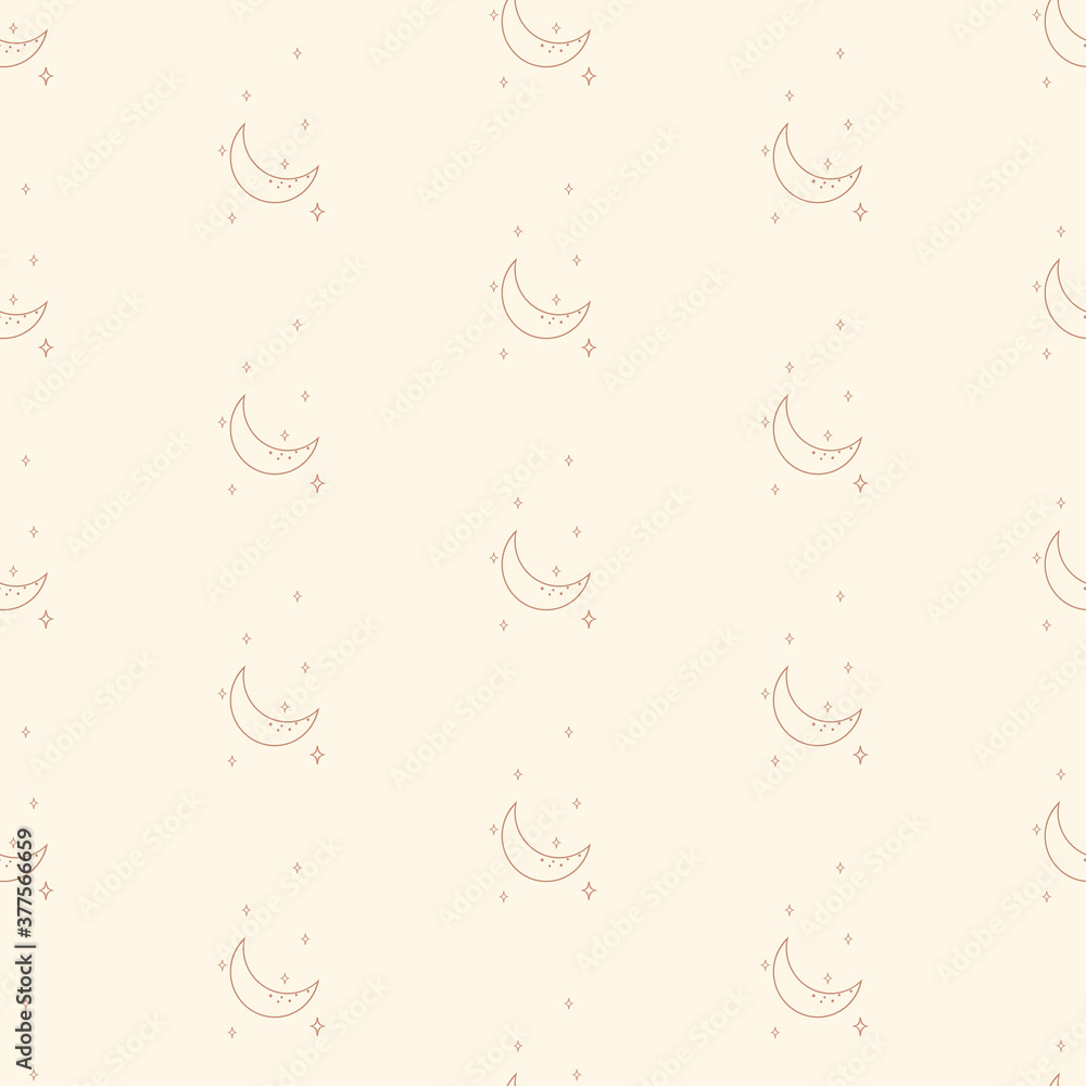seamless pattern with stars and moon vector