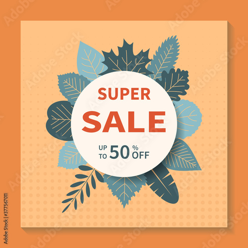Square vector banner design for super sales. Abstract geometric tag template with specials discounts, strokes and elements for business. Promo badge for web and mobile. Vector illustration.
