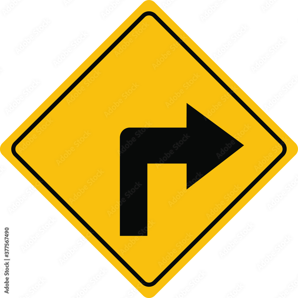 turn right traffic sign on white background. turn right symbol. turn right traffic sign on white background. turn right symbol.