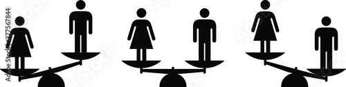 People icons: concept of equality, comparison and justice. Male versus female.