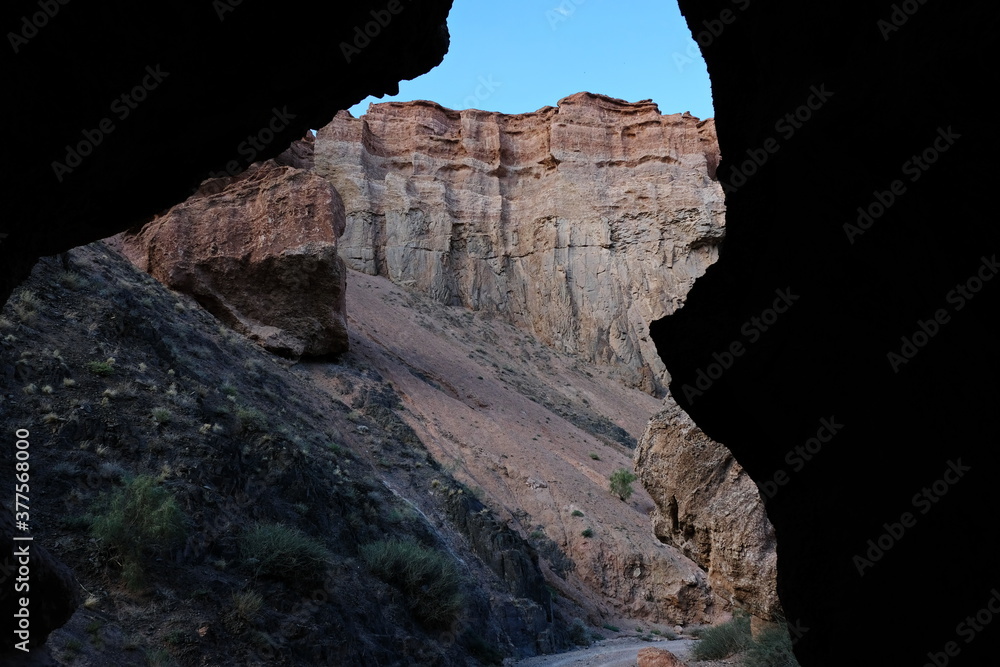 Passage between two rocks in the Charyn canyon.