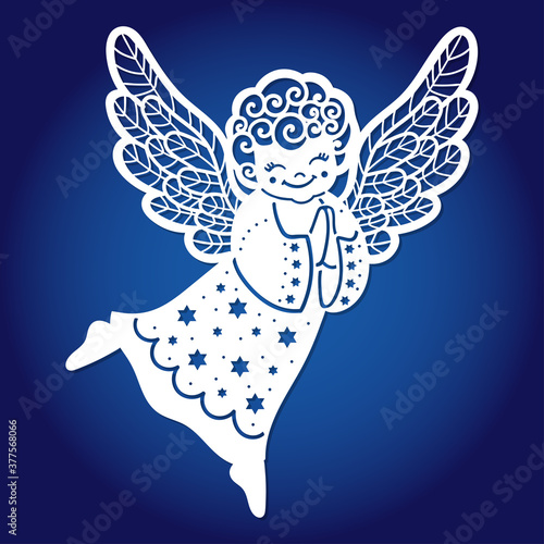 Template for laser cutting. Sweet little angel. For cutting from any material. Vector