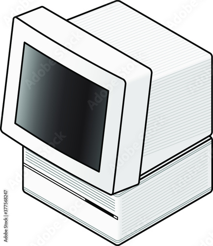 A vintage/retro 90's style personal computer terminal and monitor.