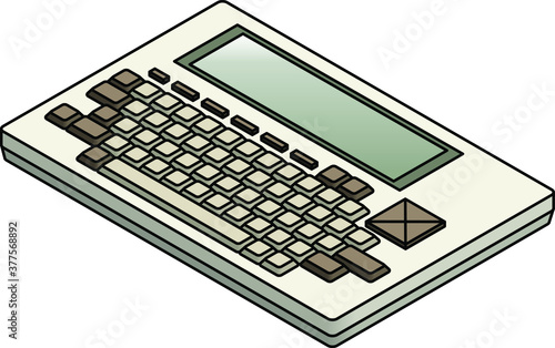 An old vintage/retro obsolete slab style portable computer.