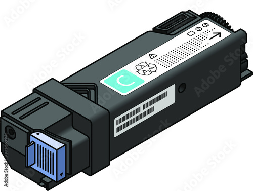 A laser printer toner cartridge - cyan.