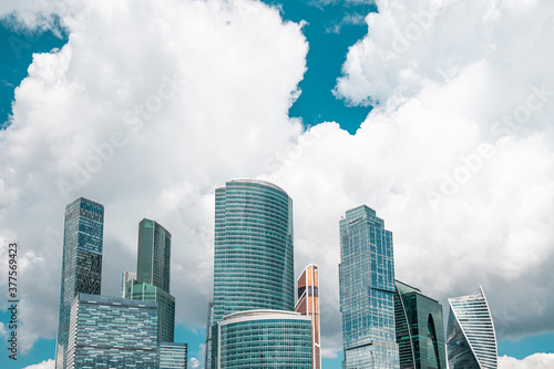 Photography Beautiful cityscape with modern new buildings, daytime panoramic scene