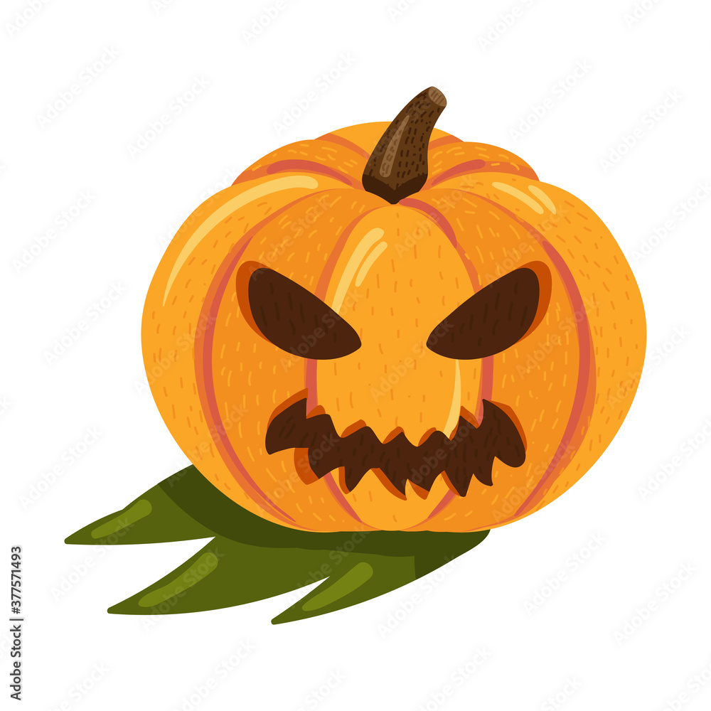 Fototapeta premium Halloween pumpkin with angry face for holiday