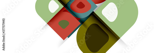 Set of vector modern geometric abstract backgrounds with repeating abstract round shapes patterns and shadow effects
