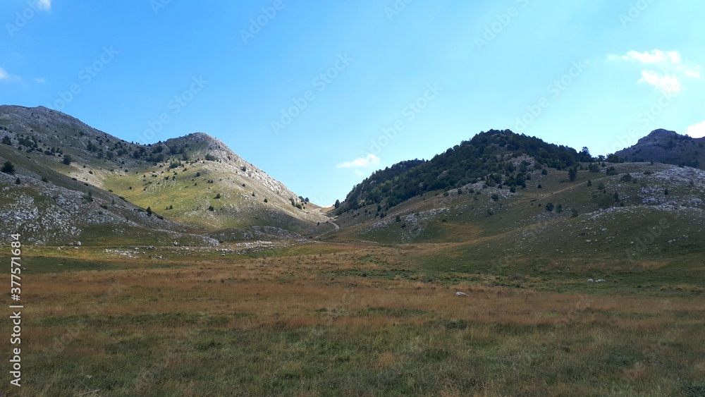 Panorama of the mountains in autumn
