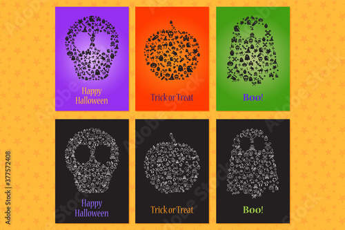 Set of greeting cards and invitation for halloween