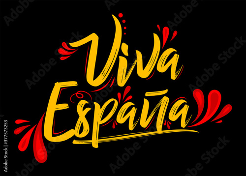 Viva Espana, Long Live Spain Spanish text, flag colors vector illustration.