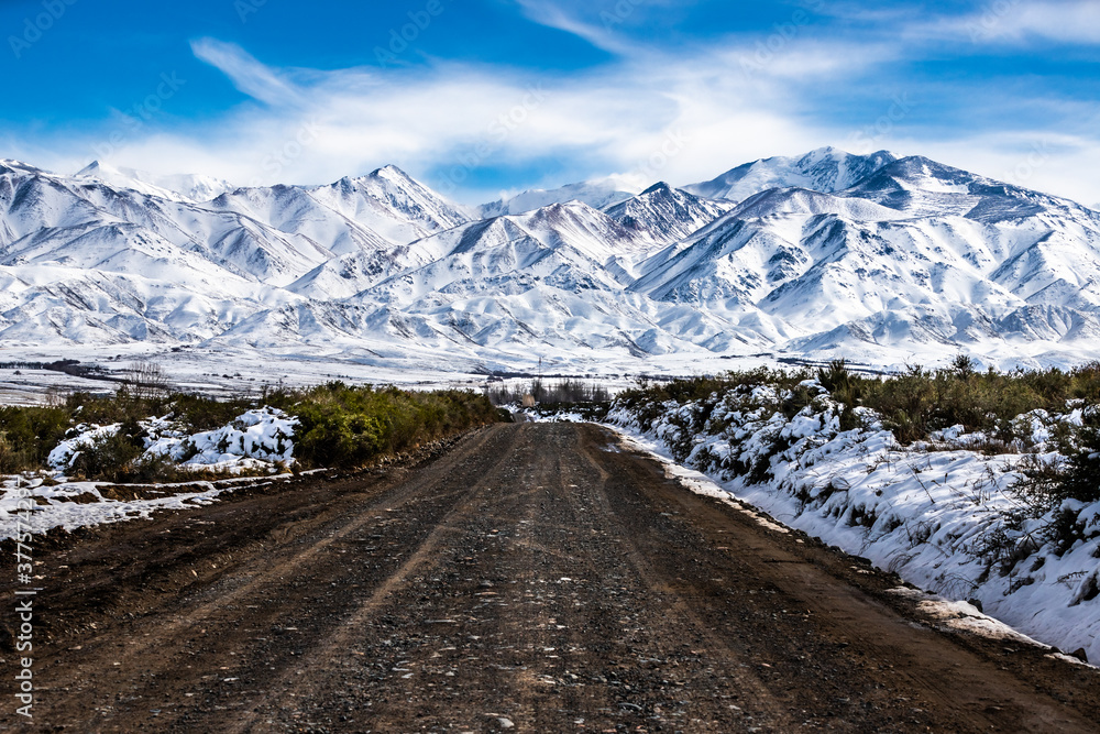 mountain road in the snow mountain road in the snow