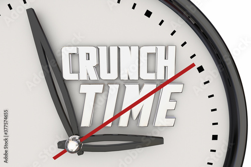 Obraz na plátně Crunch Time Clock Deadline Stress Running Out Countdown 3d Illustration