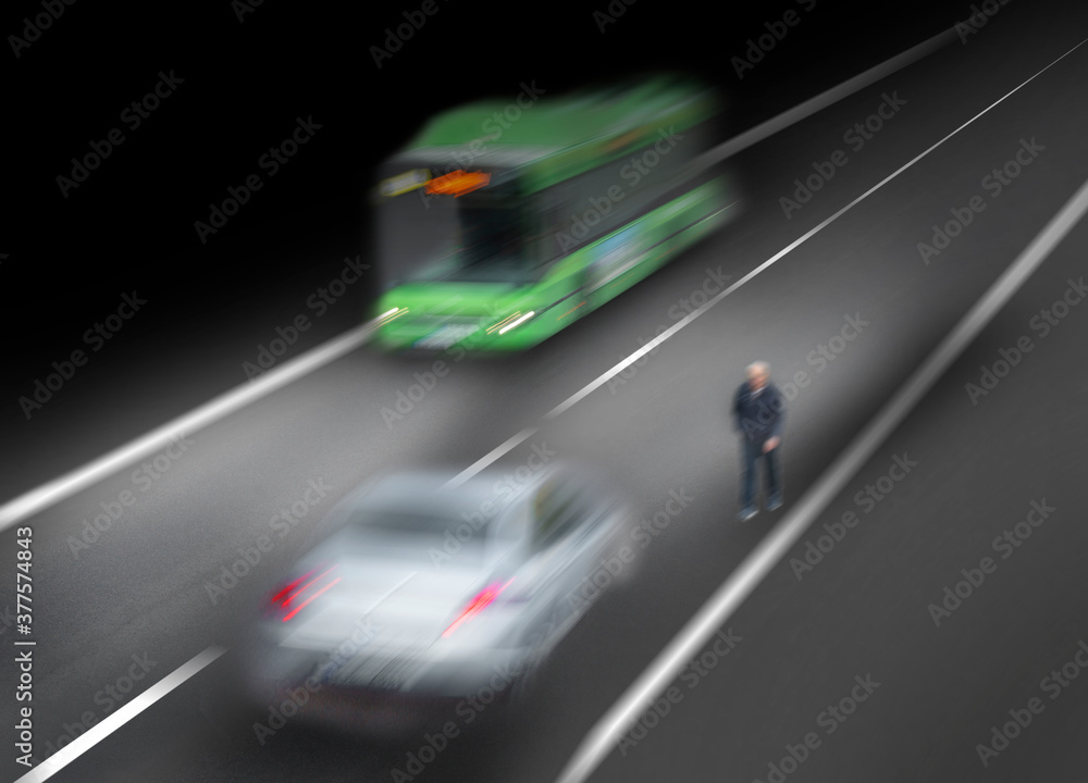 Man walking on road