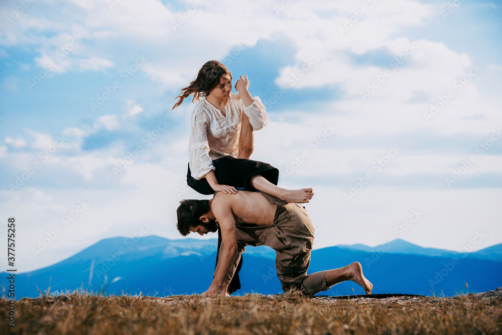 Two young modern dancers posing together. Urban lifestyle Two young modern dancers posing together. Urban lifestyle
