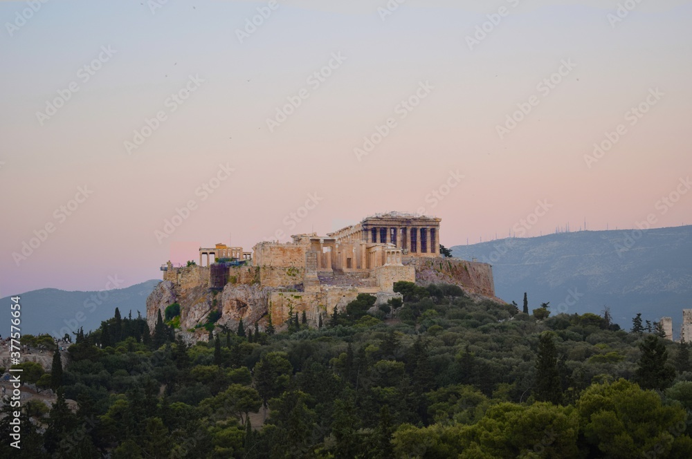 sunset over the acropolis