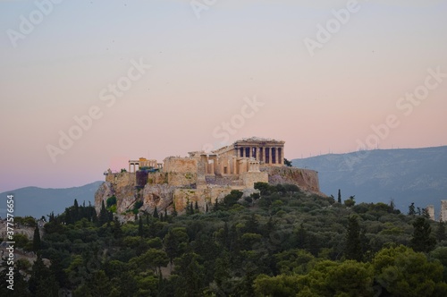 sunset over the acropolis