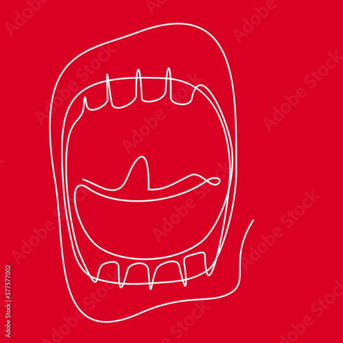 wide open screaming mouth - Continuous line drawing 
