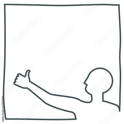 thumb up hitchhiker  gesture - continuous line frame drawing
