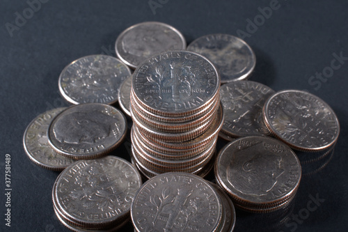 stack of US coins