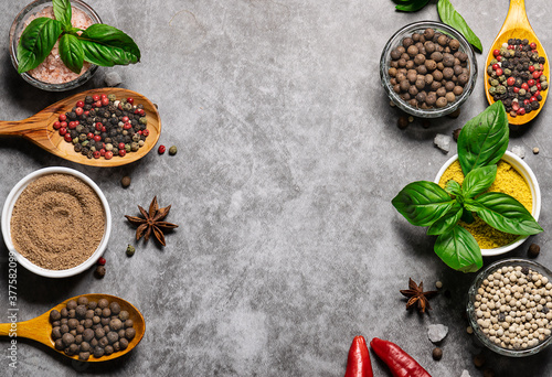 Wallpaper Mural Set of spices on dark marble table with copy space for your text. Torontodigital.ca