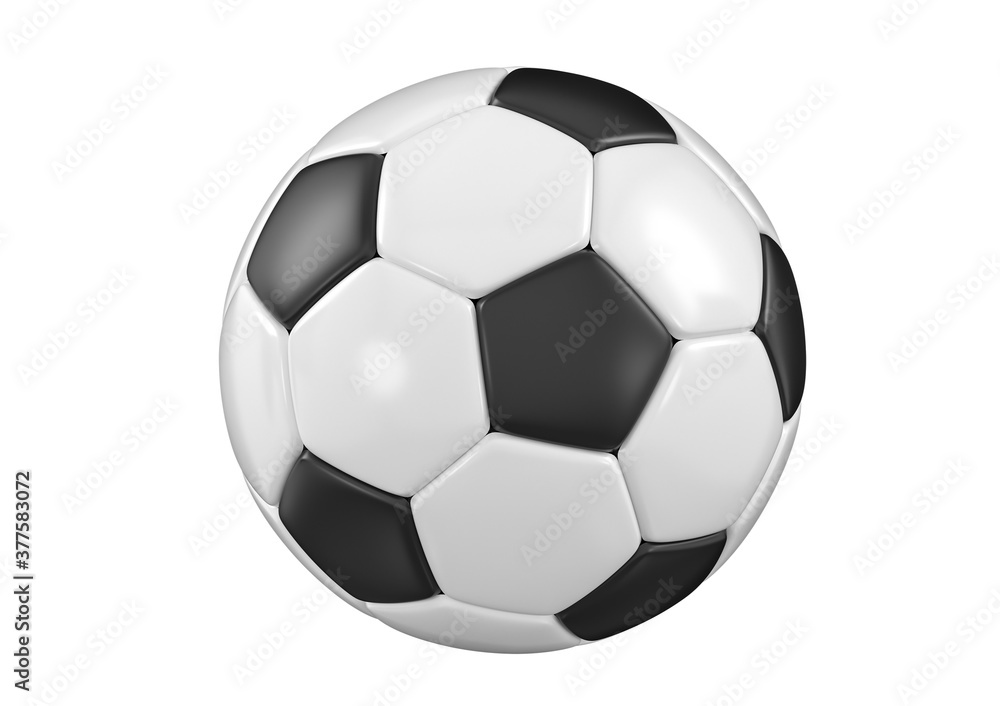 Soccer or football ball on white background. 3d render illustration.