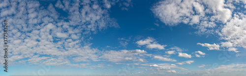 Fantastic clouds against blue sky, panorama