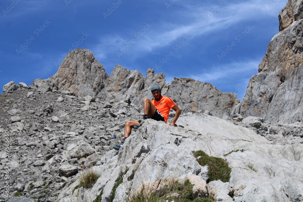 Athlete boy in the Picos de Europa