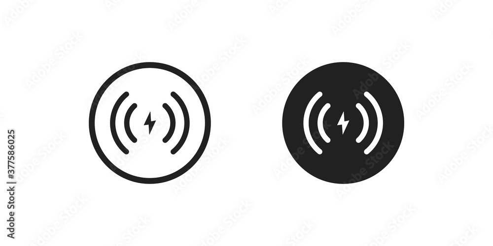 Wireless charger icon concept. Phone charge simple illustration in vector flat - obrazy, fototapety, plakaty 