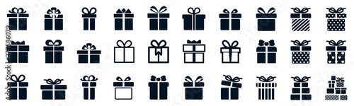 Gift set different icon, collection gift signs - stock vector